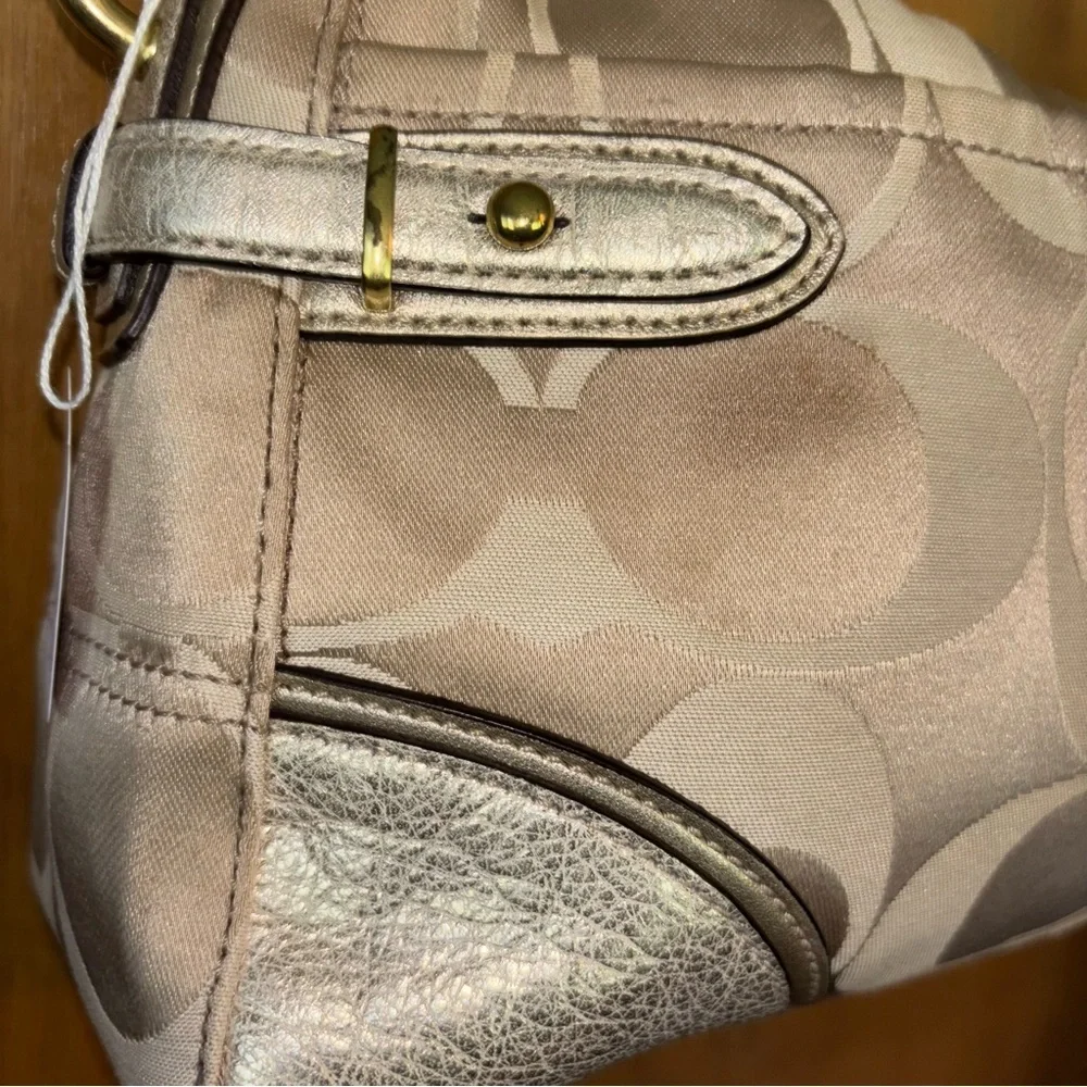Coach Tan and Gold Shoulder Bag